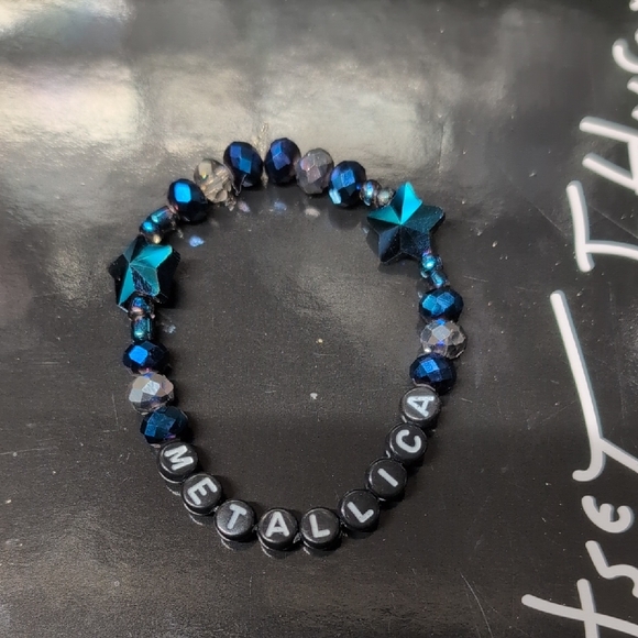 Handmade Jewelry - Metallica Beaded Bracelet with Blue Accents